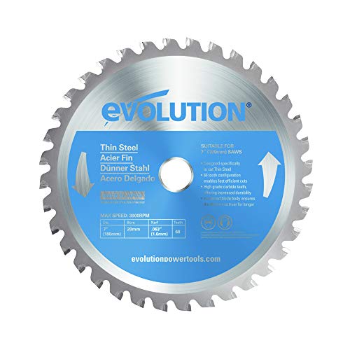 Evolution (T180TCT-68CS) - 180 mm Sägeblatt zum Schneiden von Baustahl - Metall-Sägeblatt mit Hartmetallbestückung erzeugt praktisch keine Hitze, Grate oder Funken von Evolution Power Tools