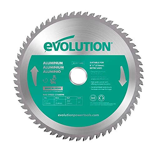 Evolution A210TCT-60MS - 210 mm Sägeblatt zum Schneiden von Aluminium - Metall-Sägeblatt Hartmetallbestückung erzeugt praktisch keine Hitze, Grate oder Funken von Evolution Power Tools