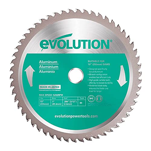 Evolution Power Tools A255TCT-80MS, zaagblad voor het zagen van aluminium, voor verstekzagen, tafelzagen, 255 mm von Evolution Power Tools