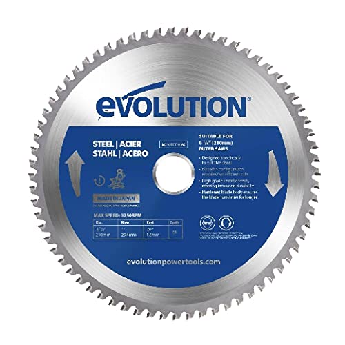 Evolution M210TCT-50MS - 210 mm Sägeblatt zum Schneiden von Baustahl - Metall-Sägeblatt mit 50 Zähnen und Hartmetallbestückung erzeugt praktisch keine Hitze, Grate oder Funken von Evolution