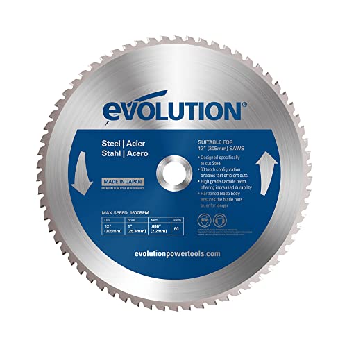 Evolution M305TCT-60CS - 305 mm Sägeblatt zum Sägen von Baustahl - Metall-Sägeblatt mit 60 Zähnen und Hartmetallbestückung erzeugt praktisch keine Hitze, Grate oder Funken von Evolution