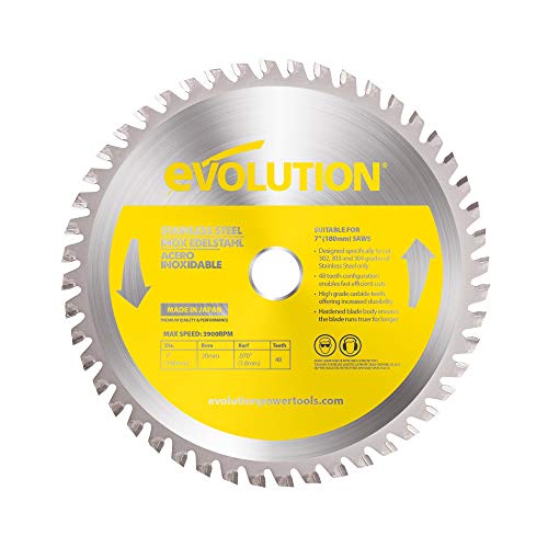 Evolution Power Tools Edelstahl Sägeblatt, 180BLADESSN, 48 Zähne, gelb, 7 Inch von Evolution Power Tools