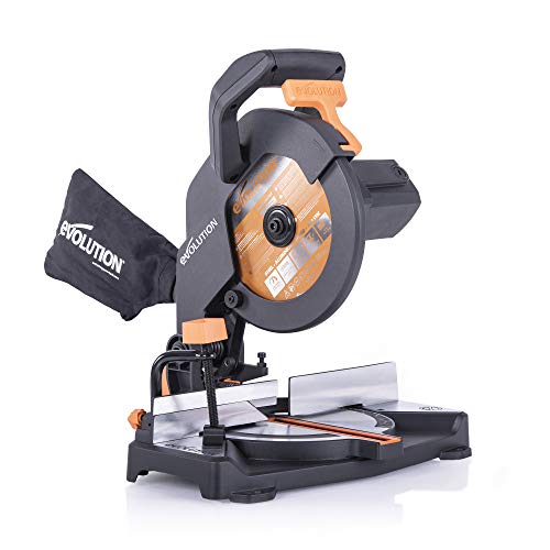 Evolution Power Tools R210CMS Compound Mitre Saw with Multi-Material Cutting, 45° Bevel, 45° Mitre, 1200W, (230 V) von Evolution