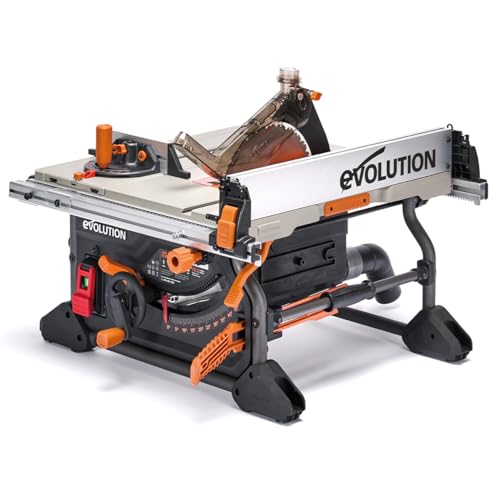 Evolution Power Tools R255TBL tischkreissäge, Tischsäge Tragbare Multimaterialsäge schneidet Holz Metall Kunststoff, 45˚ Fase, +/- 60˚ Gehrungswinkel, 87mm 1650w Motor von Evolution Power Tools