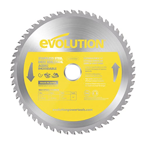 Evolution S210TCT-54CS - 210 mm Sägeblatt zum Schneiden von Edelstahl - Metall-Sägeblatt mit 54 Zähnen und Hartmetallbestückung erzeugt praktisch keine Hitze, Grate oder Funken von Evolution