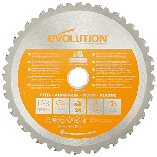 Evolution Power Tools Sägeblatt 210mm für Kreissäge und Kappsäge | Mehrzweckschneidklinge mit 24 Zähnen, TCT-Kreissägeblatt |Multimaterial, Schneidet Holz, Metall, Kunststoff | R210TCT-24T Evolution Power Tools Sägeblatt 210mm für Kreissäge und Kappsäge | Mehrzweckschneidklinge mit 24 Zähnen, TCT-Kreissägeblatt |Multimaterial, Schneidet Holz, Metall, Kunststoff | R210TCT-24T von Evolution Power Tools