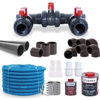 Wärmepumpe Anschluss-Set Rohr auf Schlauch d 38 mm mit Bypass & Zubehör Pool von Evolution