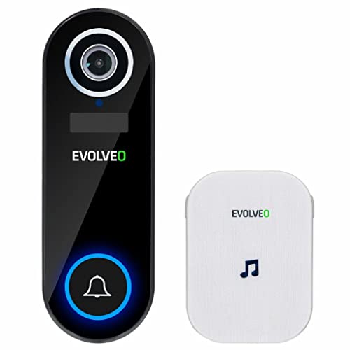 EVOLVEO Ringo DB2 Kabellose Smart-Video-Türklingel + Türklingel mit Bewegungserkennung, Nachtsicht, IP65 wasserdichtes Außengerät, MicroSD-Kartensteckplatz, Blickwinkel der Kamera 130° von Evolveo