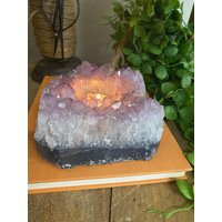 Amethyst Kristall Teelicht Kerzenhalter - Wohnkultur Oder Einzigartiges Geschenk von EvolvingEarthDesigns