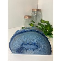 Blauer Achat Teelicht Kerzenhalter, Wohnkultur Oder Einzigartiges Geschenk von EvolvingEarthDesigns