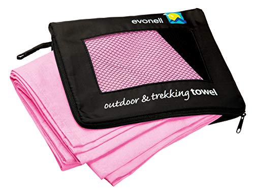 Evonell© Sport & Trekking Towels | Mikrofaser Handtücher L 66 x 120 cm hot pink – Ultra saugfähig klein, leicht – das praktische Sauna und Badetuch, Sporthandtuch, Outdoor-Handtuch von Evonell