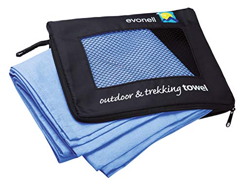 Evonell© Sport & Trekking Towels | Mikrofaser Handtücher XL 66 x 140 cm Blau – Ultra saugfähig klein, leicht – das praktische Sauna und Badetuch, Sporthandtuch, Outdoor-Handtuch von Evonell