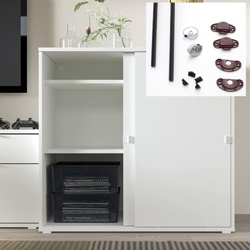 EVOTRADE Schiebetürsystem "Junior1" – Schiene 2 Meter – maximale Höhe 120 cm – für 1 oder 2 Türen – optionale Dämpfung (1 Tür mit Soft-Verschluss, schwarze Schiene) von Evotrade