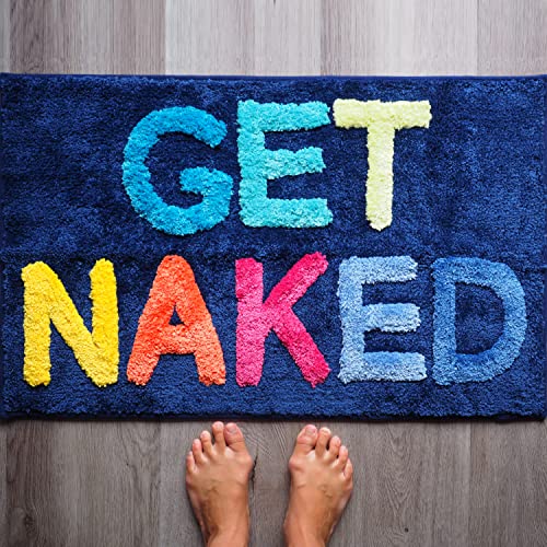 Evovee Get Naked Badematte, , niedlich, Badezimmerteppiche, blau, Regenbogen, mehrfarbig, bunt, für Dusche, Badezimmerdekoration, niedliche, rutschfest, waschbar (Regenbogenblau) von Evovee
