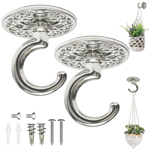 Evsteluo Dekorativer Decken- und Wandhaken – robuster Haken aus Zinklegierung mit hohl geschnitzter Basis, hält bis zu 22,7 kg (2, Silber) von Evsteluo