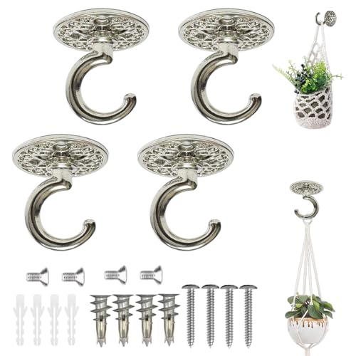 Evsteluo Dekorativer Decken- und Wandhaken – robuster Haken aus Zinklegierung mit hohl geschnitzter Basis, hält bis zu 22,7 kg (4, Silber) von Evsteluo