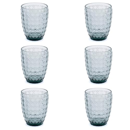 Evviva Wassergläser, 6er-Set, bunte Glasgläser, modern, besonders, Fassungsvermögen 350 ml, spülmaschinenfest, Farbe: Smoke von Evviva