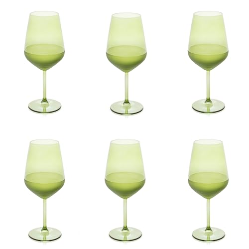 Evviva Set aus 6 Weingläsern aus Glas, matter Boden, Farbe Grün, Fassungsvermögen 490 cc, spülmaschinengeeignet von Evviva