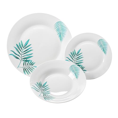 Evviva Company Tafelset aus Porzellan, 18-teilig, Weiß, Kollektion Miami, elegantes und langlebiges Tafelservice von Evviva Company