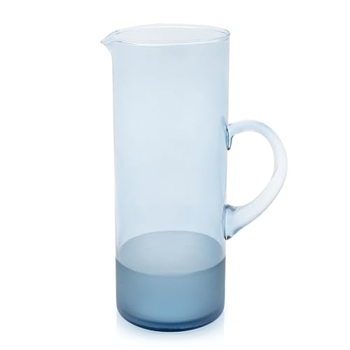 Karaffe aus Glas mit mattem Boden, Farbe Meerblau, Fassungsvermögen 1,4 l, spülmaschinenfest von Evviva Company