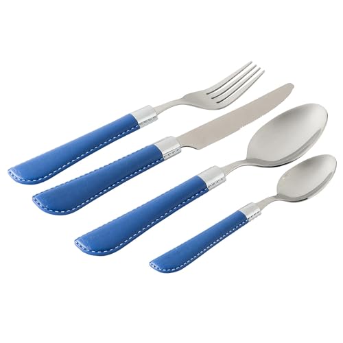 EVVIVA COMPANY SRL 3875 24-teiliges Besteckset, Edelstahl Kunststoff, blau von Evviva