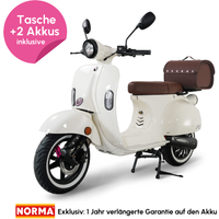 45er E-Roller inkl. 1 Akkus + Helmtasche -  Cream White glossy von Evyvo