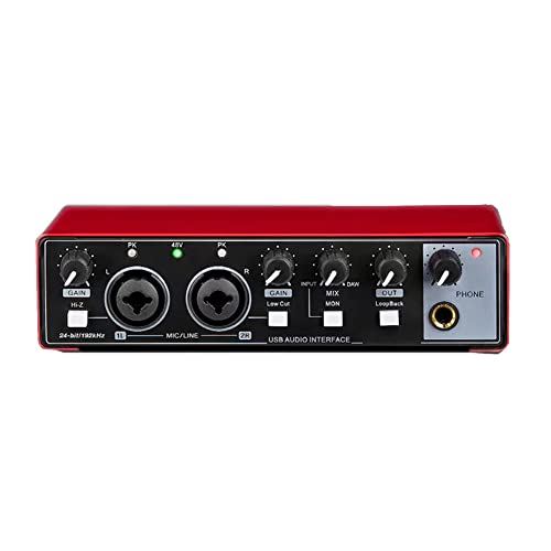 Evzvwruak 1 Stück Soundkarte Studio Record USB Audio Professional 48V Phantom für Recording Rot von Evzvwruak