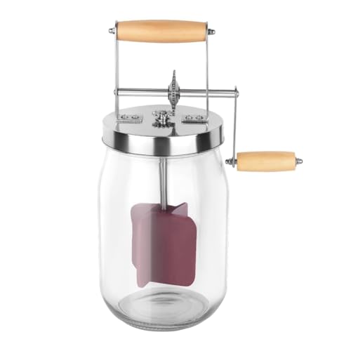 Evzvwruak Manueller Butterchurner Transparentes Holz + Glas Butterchurner Holzgriff Shakes Edelstahl Getriebe Manuelle Butter Maker von Evzvwruak