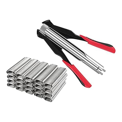 Evzvwruak Pig Pen Clamp Kit Fechten Manuelle Klemme Nagler mit 2500 Stück C7 Schweinestift C Klemme für Tierdrahtzaun Vogelkäfig Langlebig Einfach zu bedienen von Evzvwruak