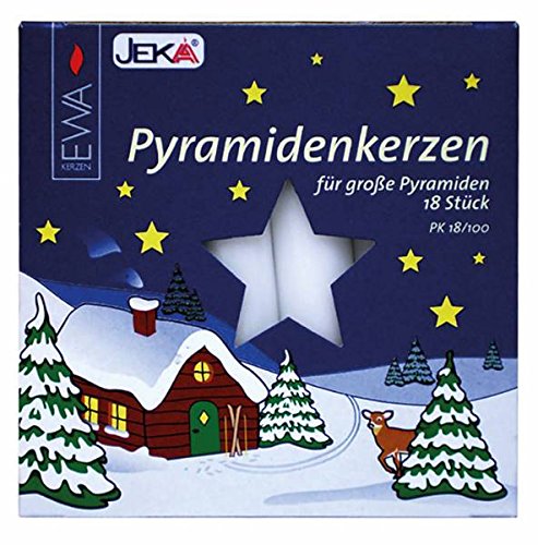 EWEKA - Pyramidenkerzen für große Pyramiden Größe 17,2x105mm 18 Stück/Packung (Weiß, 90) von Ewa-Jeka