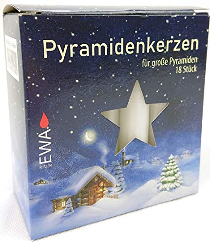 Ewa-Jeka EWEKA - Pyramidenkerzen für große Pyramiden Größe 17,2x105mm 18 Stück/Packung (Weiß, 36) von Ewa-Jeka