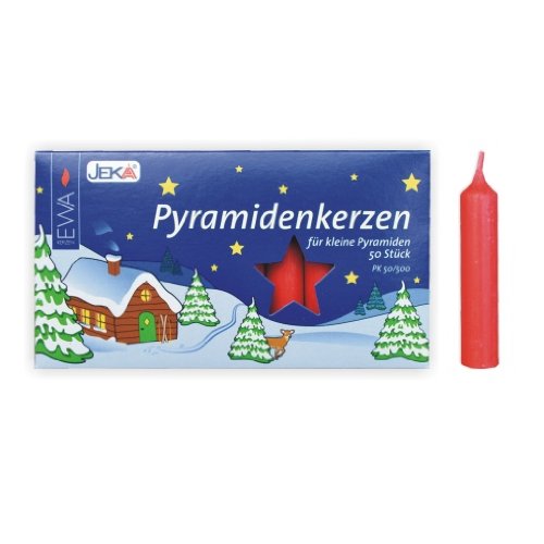 Ewa-Jeka Pyramidenkerzen rot 14x74 mm 50 Stück im Pack - Markenqualität von Ewa-Jeka