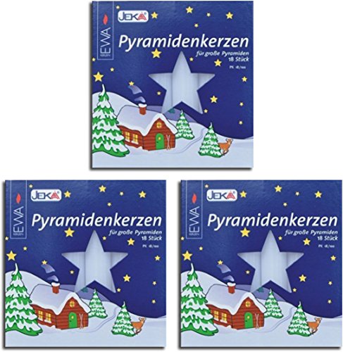 Pyramidenkerzen weiss 17x100 mm 18 Stück im Pack - Markenqualität (3 Packungen) von Ewa-Jeka