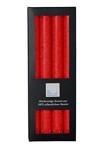 Stearin-Stabkerzen, 4 Stück rot Ã˜ 2,2 x H 25 cm, 370 g von Ewaniga