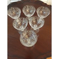 Fostoria Radierungsglas - Navare Low Sherbet 6Er Set von EwasAntiqueShop