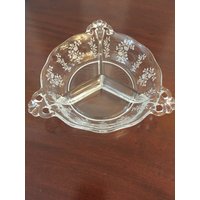 Fostoria Rambler Radierungsglas - Runde Relish Schale Dreiteilig von EwasAntiqueShop