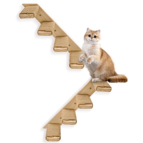 Katzen-Wandregal mit 4 Stufen, Katzentreppe für die Wand mit Sisalseil. Katzen-Wandstufen, Leiter, Möbel und Kratzbaum-Zubehör (Catstairs 2er-Pack, 4 Stufen) Katzen-Wandregal mit 4 Stufen, Katzentreppe für die Wand mit Sisalseil. Katzen-Wandstufen, Leiter, Möbel und Kratzbaum-Zubehör (Catstairs 2er-Pack, 4 Stufen) von Ewenono