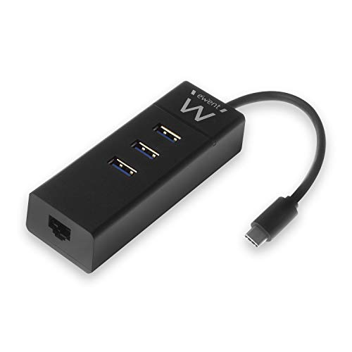 Ewent EW1141 USB C Hub, 3 USB 3.0 Ports und LAN Adapter 1000 Mbps Gigabit Ethernet RJ45, USB 3.0 Hub High Speed Datenübertragung für MacBook, Chromebook Ewent EW1141 USB C Hub, 3 USB 3.0 Ports und LAN Adapter 1000 Mbps Gigabit Ethernet RJ45, USB 3.0 Hub High Speed Datenübertragung für MacBook, Chromebook von Ewent