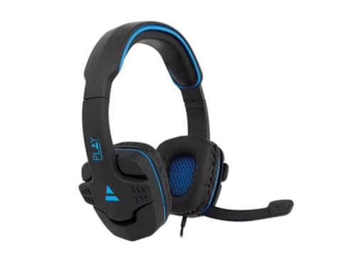 Ewent-Play PL3320|Gaming Headset mit Stereo Surround Mikrofon|3.5 mm Klinkenadapter|1.5 M langes Kabel|Gaming Headset für PS4-PS5/Xbox One-Xbox X/Switch/PC/Mac/Laptop/Tablet/iPhone/iPad - Schwarz,Blau von Ewent