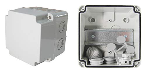 Ewh-Shop - IP67 Wasserdichtes Industriegehäuse Leergehäuse Verteilergehäuse mit Hutschiene (Licht Grau, 110 x 110 x 110) von Ewh-Shop