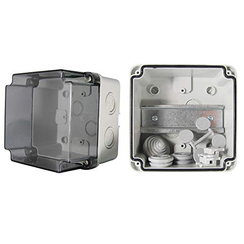 TPelectric - Industriegehäuse Leergehäuse Verteilergehäuse IP67 mit Hutschiene (Transparent, 110 x 110 x 110) von Ewh-Shop
