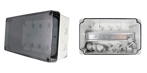 TPelectric - Industriegehäuse Leergehäuse Verteilergehäuse IP67 mit Hutschiene (Transparent, 180 x 110 x 70) von Ewh-Shop