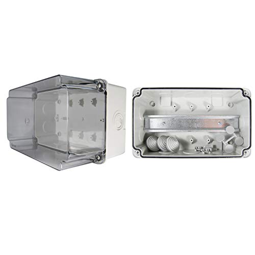 TPelectric - Industriegehäuse Leergehäuse Verteilergehäuse IP67 mit Hutschiene (Transparent, 220 x 130 x 140) von Ewh-Shop