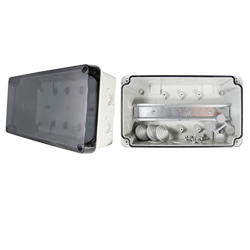 TPelectric - Industriegehäuse Leergehäuse Verteilergehäuse IP67 mit Hutschiene (Transparent, 220 x 130 x 95) von Ewh-Shop