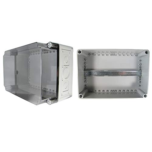 TPelectric - Industriegehäuse Leergehäuse Verteilergehäuse IP67 mit Hutschiene (Transparent, 360 x 250 x 200) von Ewh-Shop
