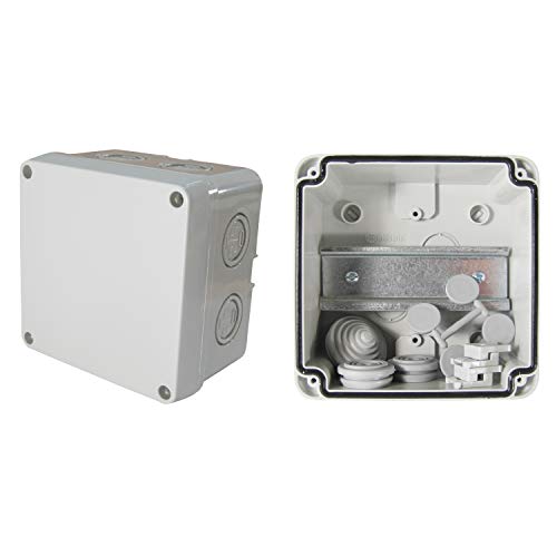 TPelectric - Industriegehäuse Leergehäuse Verteilergehäuse IP67 mit Hutschiene (Weiß, 110 x 110 x 70) von Ewh-Shop