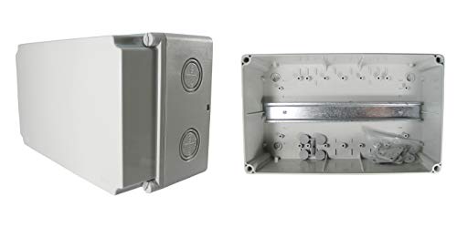 TPelectric - Industriegehäuse Leergehäuse Verteilergehäuse IP67 mit Hutschiene (Weiß, 300 x 180 x 150) von Ewh-Shop