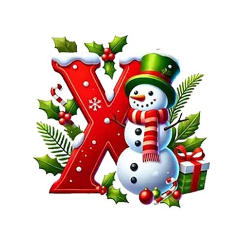 Ewleguzka 26 Buchstaben-Ornamente, Weihnachtsbaumschmuck, personalisierbar, Weihnachtsmann, Monogramm, Anfangsbuchstabe für Baum, DIY, Handwerk, Weihnachtsdekoration, Rot von Ewleguzka