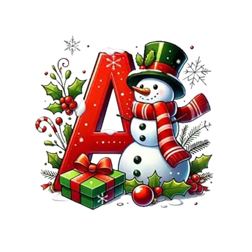 Ewleguzka 26 Buchstaben-Ornamente, Weihnachtsbaumschmuck, personalisierbar, Weihnachtsmann, Monogramm, Anfangsbuchstabe für Baum, DIY, Handwerk, Weihnachtsdekoration, Rot von Ewleguzka