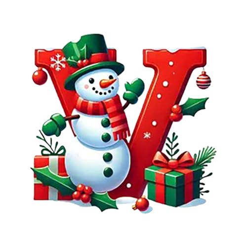 Ewleguzka 26 Buchstaben-Ornamente, Weihnachtsbaumschmuck, personalisierbar, Weihnachtsmann, Monogramm, Anfangsbuchstabe für Baum, DIY, Handwerk, Weihnachtsdekoration, Rot von Ewleguzka